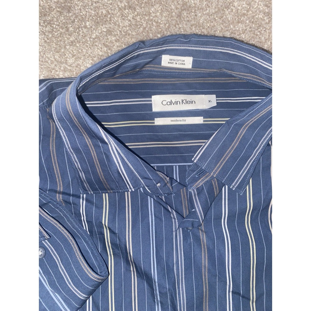 Calvin Klein Evening Blue The Collector Long Sleeve Button Up Shirt Mens XL NWT - Picture 2 of 7